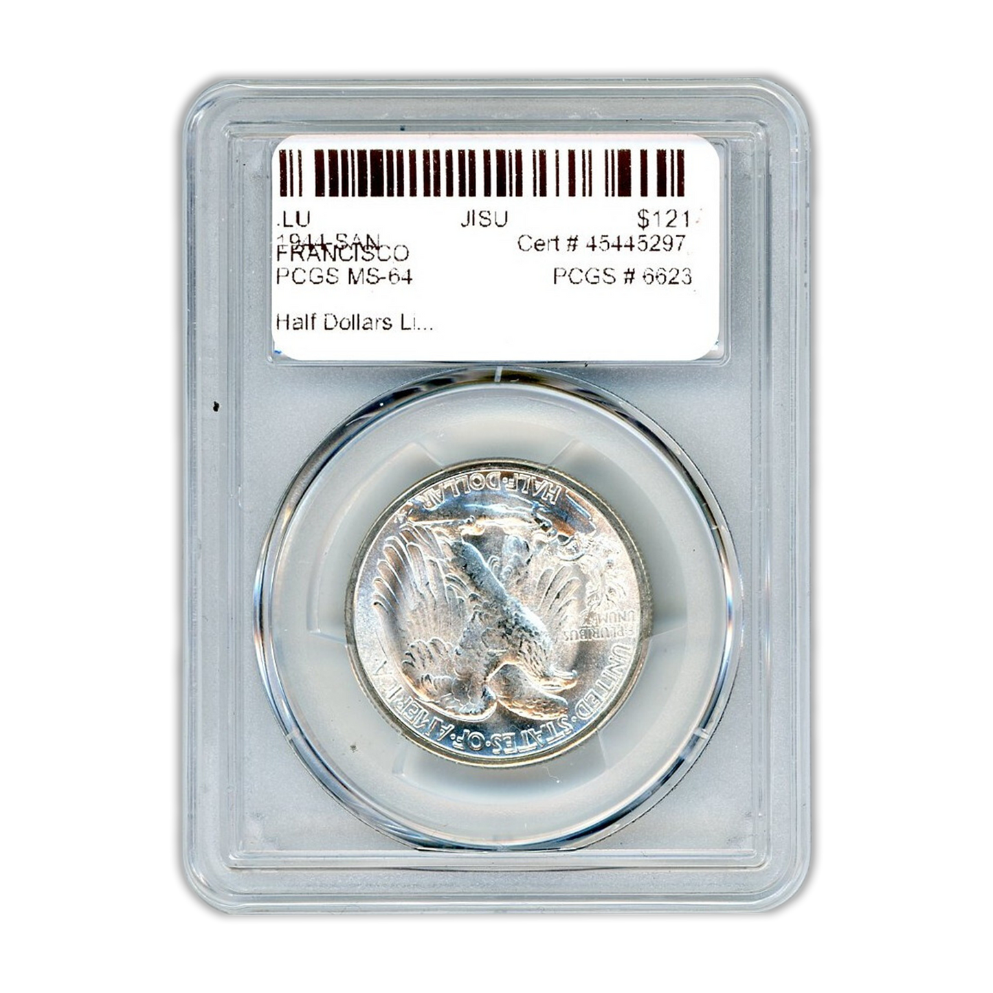 1944-S Walking Liberty Silver Half Dollar - PCGS MS64 Sight White - CoinsTV