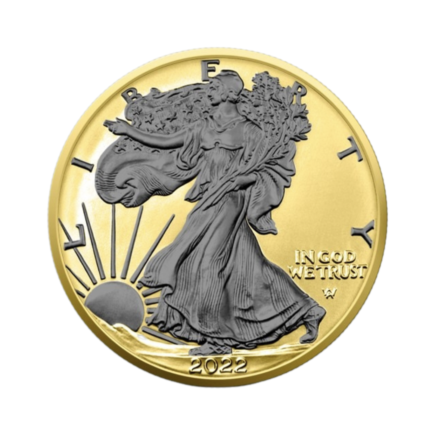 2022 Silver Eagle Reverse Black Ruthenium & Gold Enhanced 1 oz Silver - CoinsTV