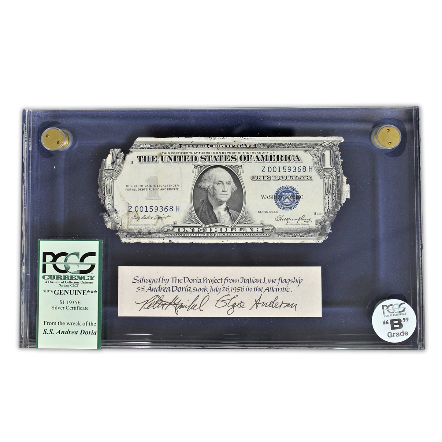 S.S. Andrea Doria Shipwreck Note - 1935 Silver Certificate PCGS B Grade - CoinsTV