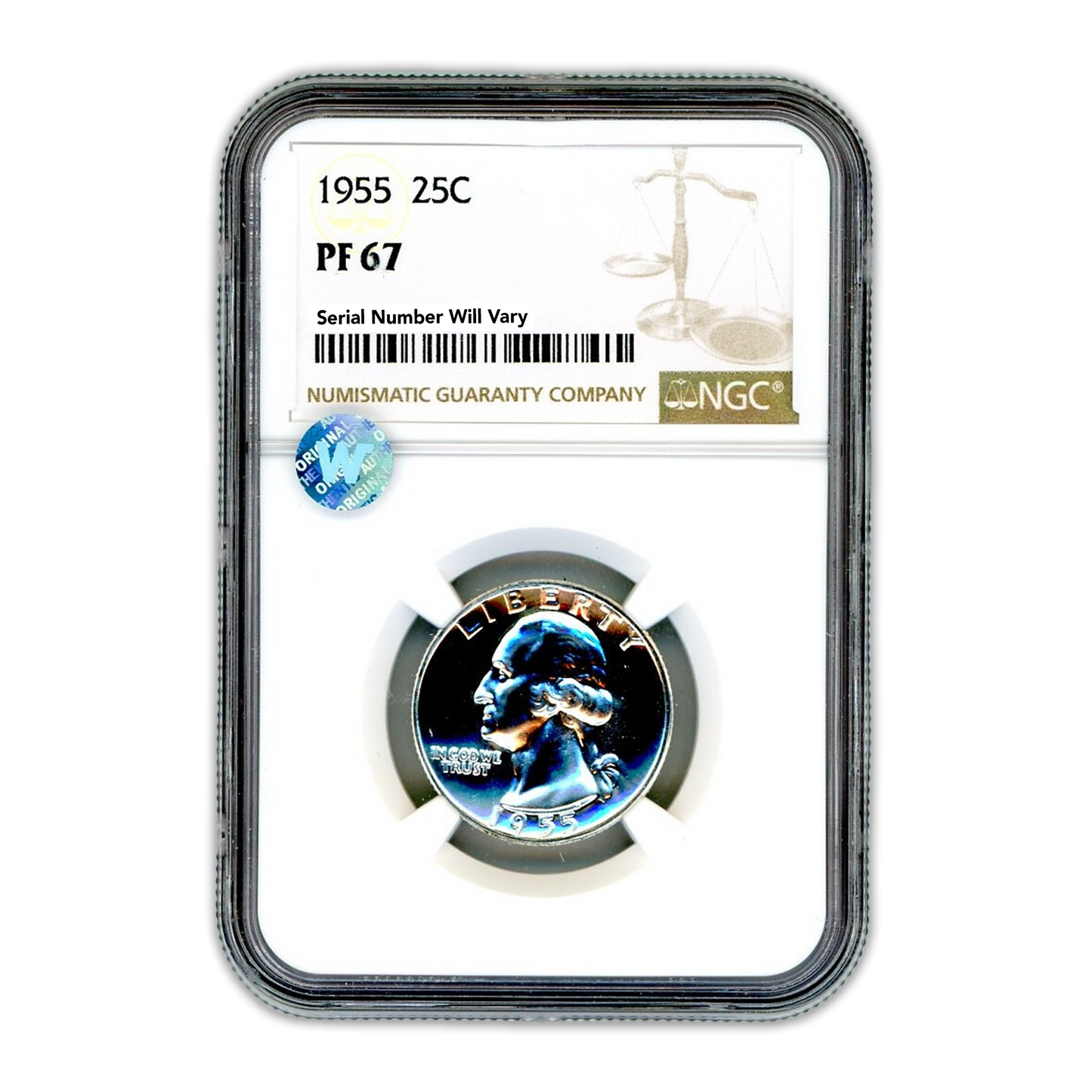 1955 Washington Silver Quarter Philadelphia - NGC PF67 Sight White