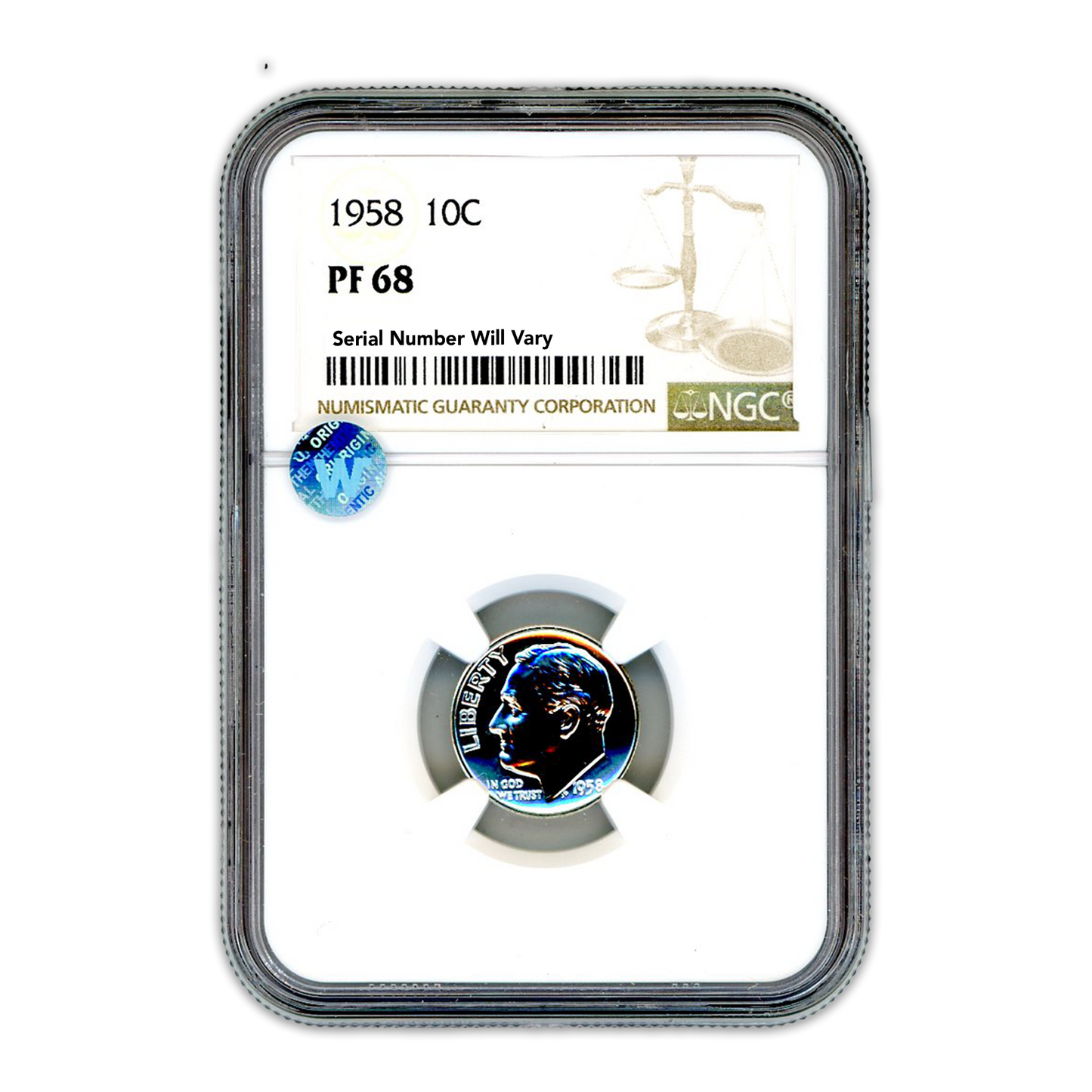 1958 Roosevelt Dime - NGC PF68 Sight White