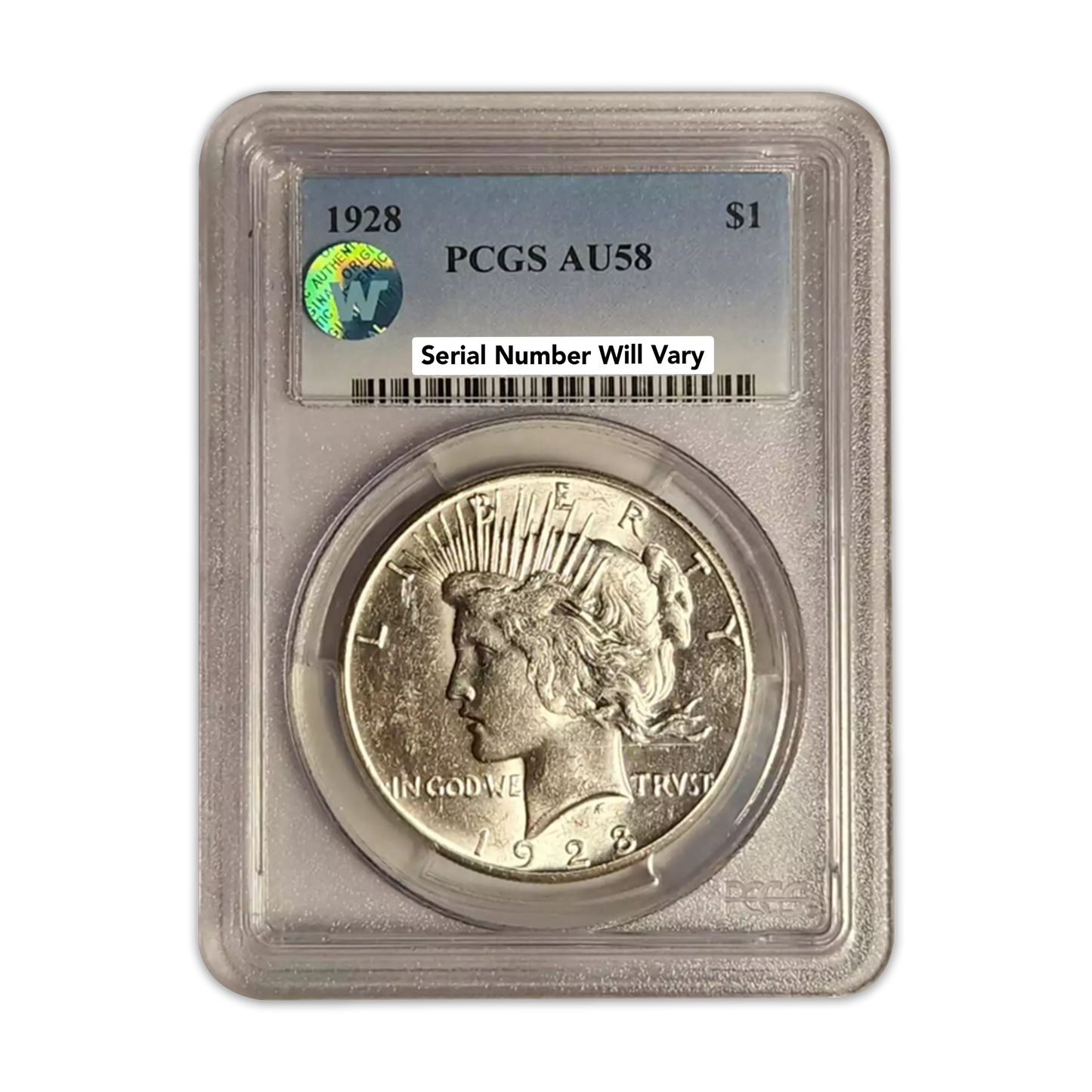 1928 Peace Silver Dollar Philadelphia - PCGS AU58 Sight White
