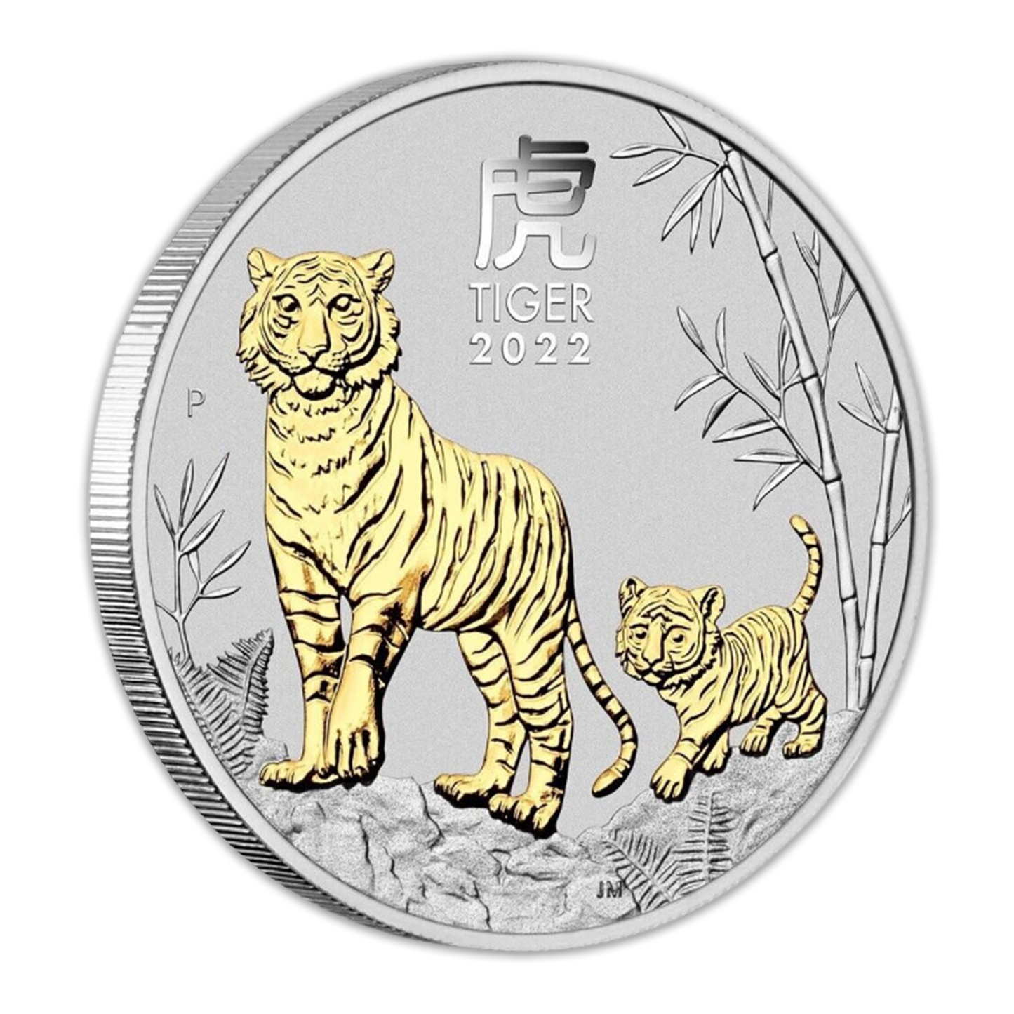 2022 1 oz Australia Lunar Tiger Gold Gilt Silver - CoinsTV