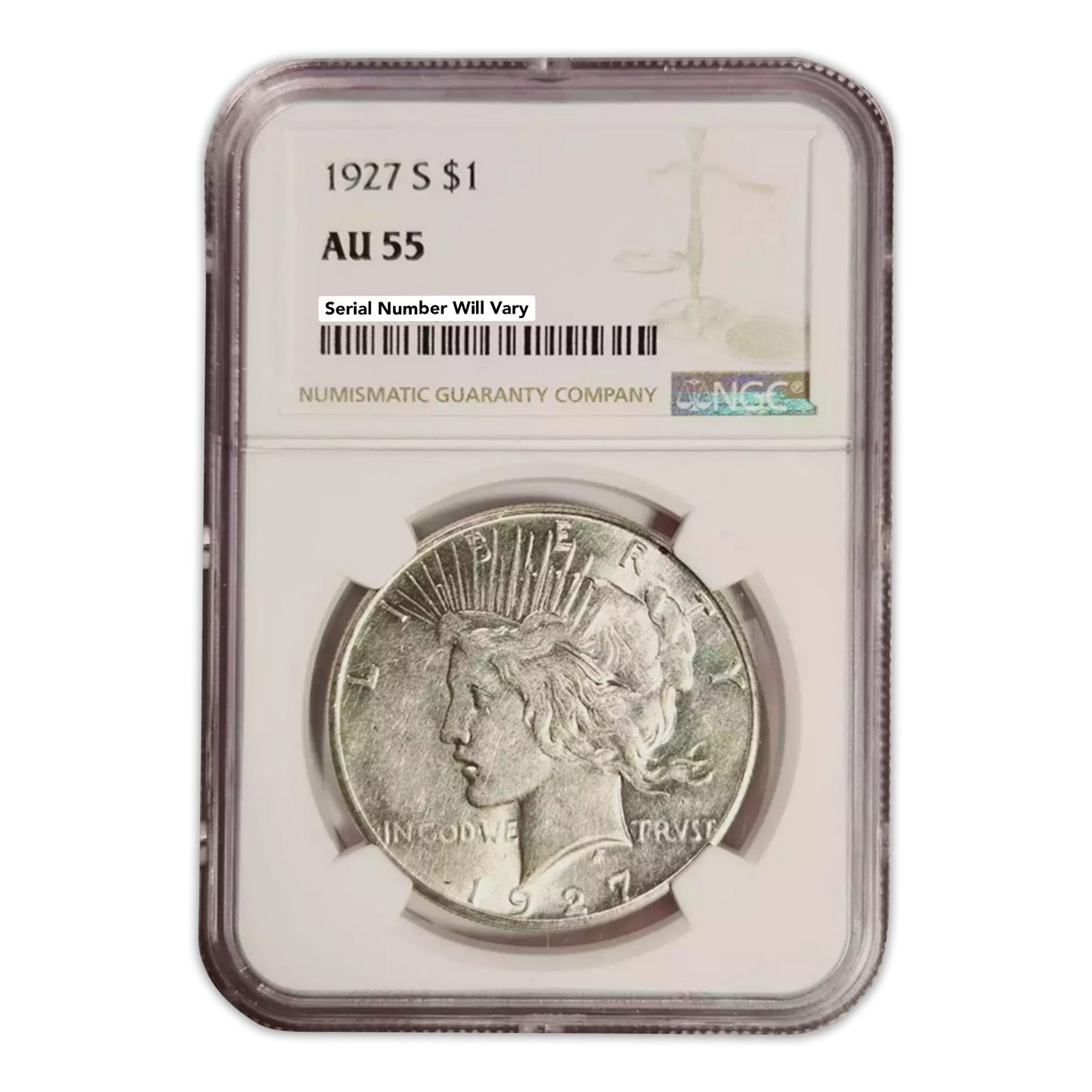 1927 S Peace Silver Dollar San Francisco - NGC AU55 - CoinsTV