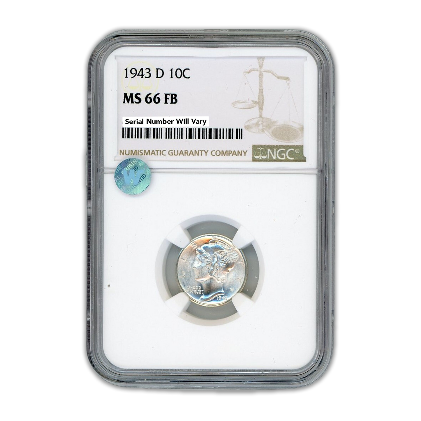 1943 D Mercury Dime - NGC MS66 FB Sight White - CoinsTV