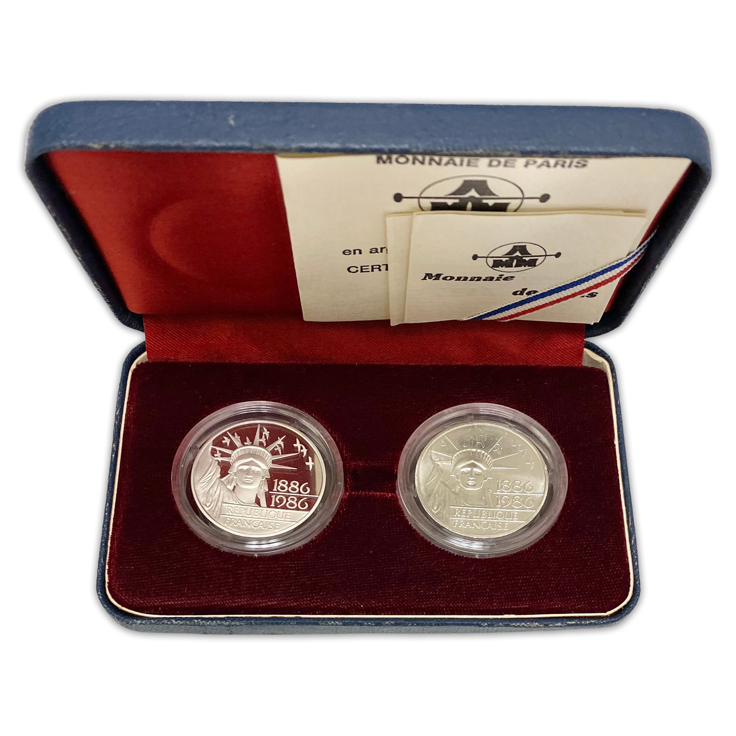 1986 Statue of Liberty Silver Piedfort 2 Pc Set - CoinsTV