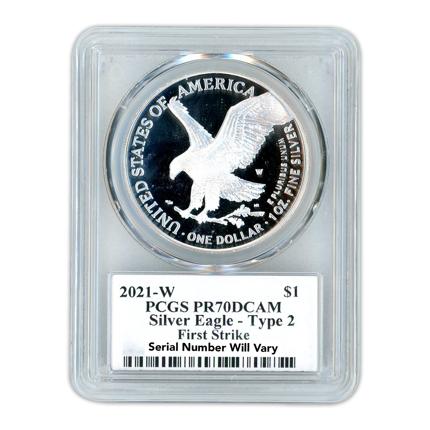 2021-W Silver Eagle General Casey - Type 2 - PCGS PR70DCAM - CoinsTV