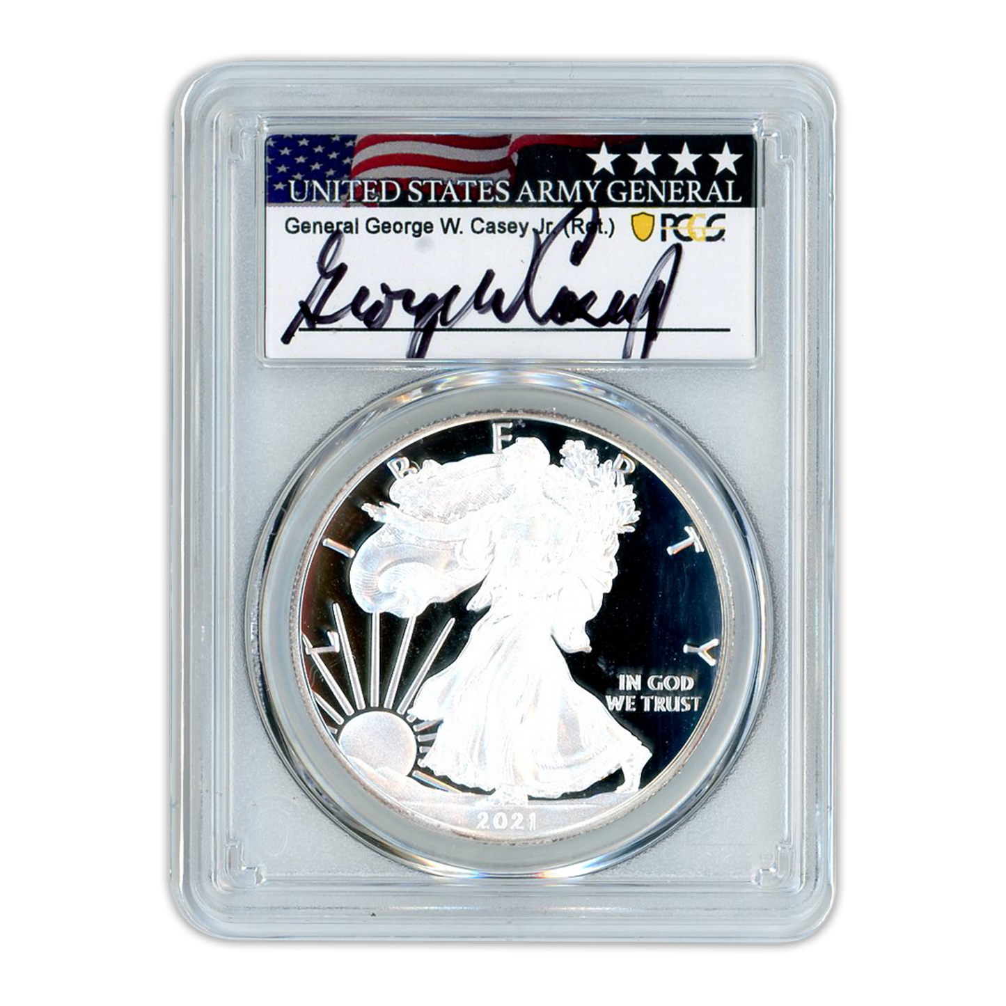 2021-W Silver Eagle General Casey - Type 2 - PCGS PR70DCAM