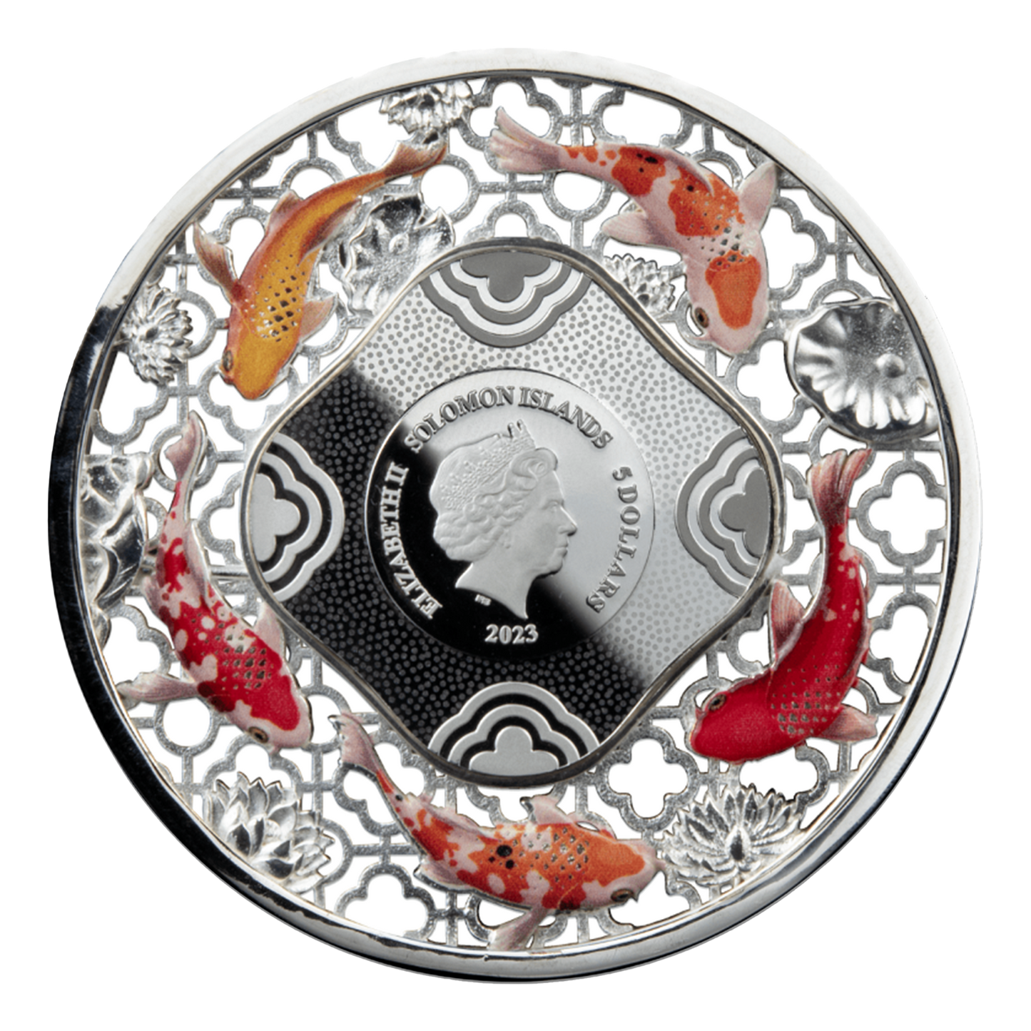 2023 2 oz Solomon Islands Filigree Koi Silver