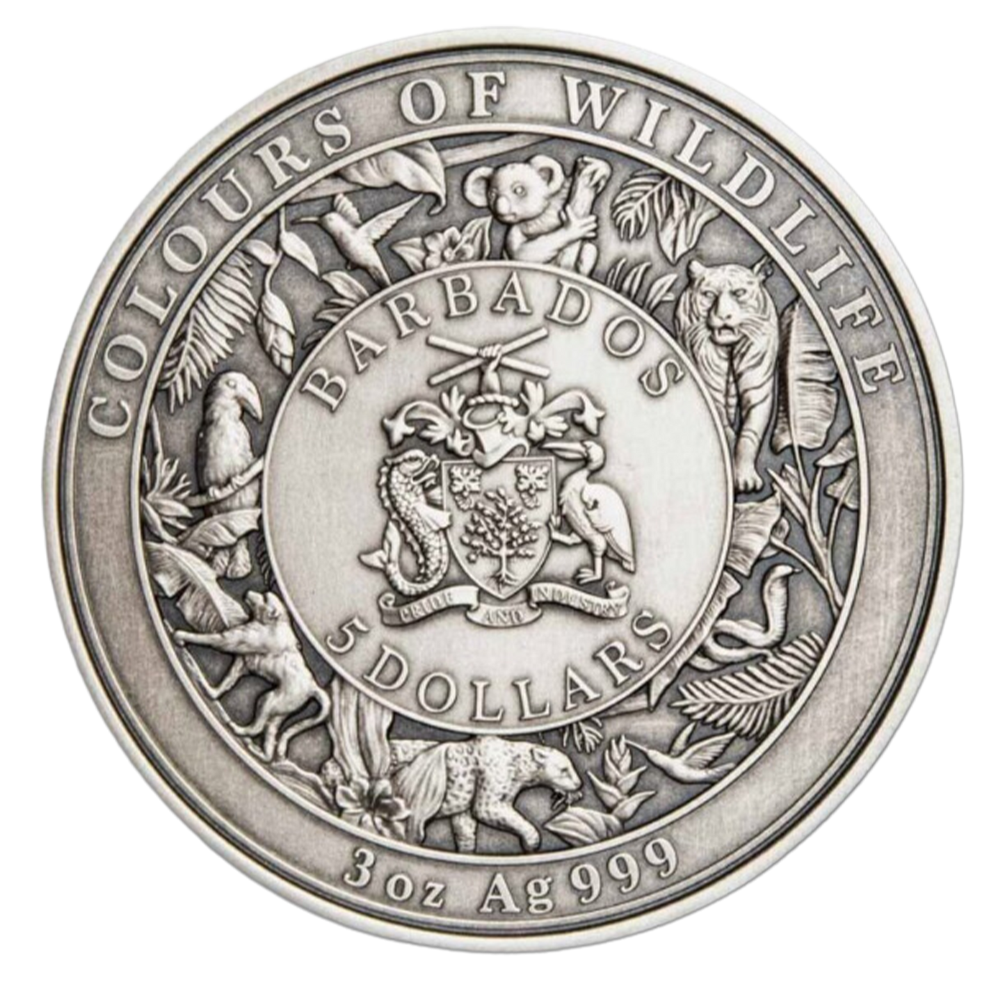 2023 3 oz Colours of Wildlife Sloth Silver - Antique Finish