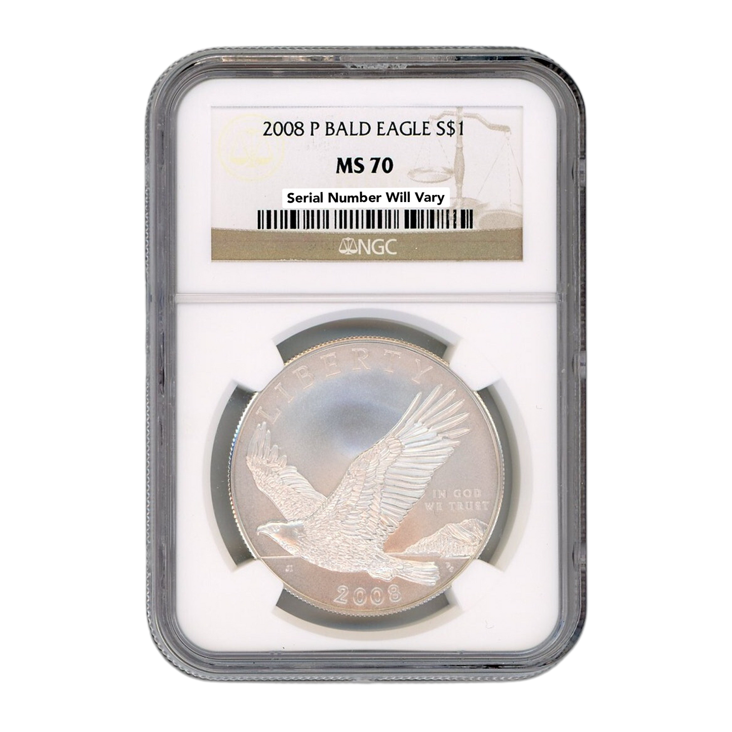 2008 Bald Eagle Silver Dollar - NGC MS70