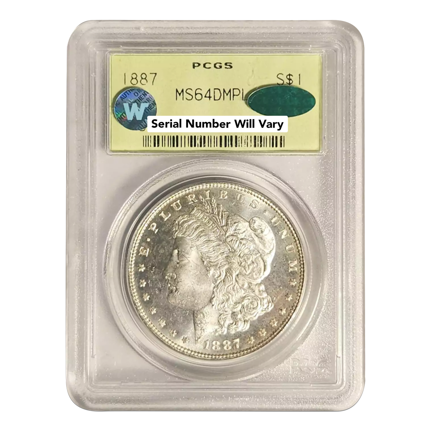 1887 Morgan Silver Dollar - CAC - PCGS MS64DMPL Sight White Old Green Holder - CoinsTV