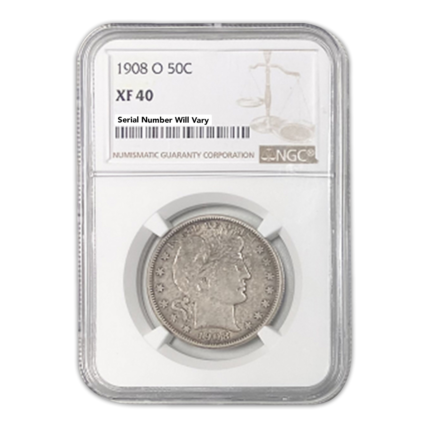 1908 O Barber Half Dollar New Orleans - NGC XF40