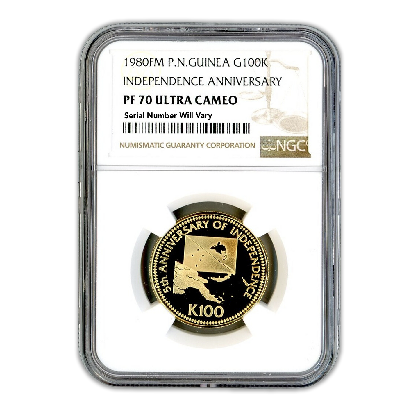 1980FM P.N. Guinea G100K Independence Anniversary - NGC PF70 Ultra Cameo - CoinsTV