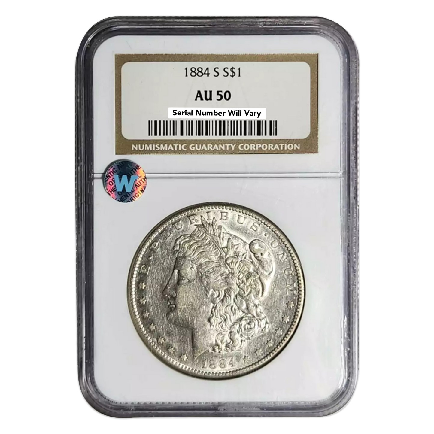 1884-S Morgan Silver Dollar - NGC AU50 Sight White