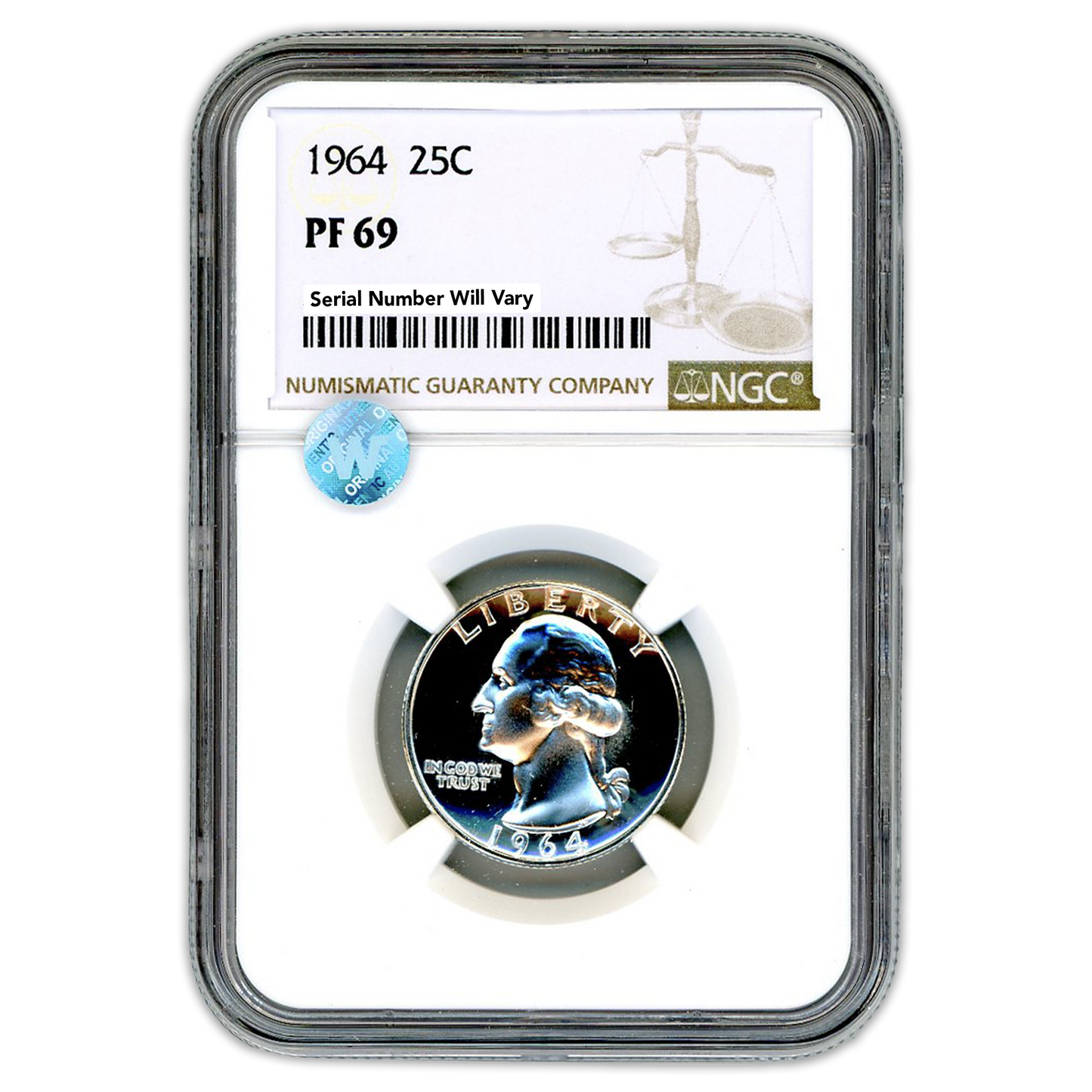 1964 Washington Silver Quarter Philadelphia - NGC PF69 Sight White