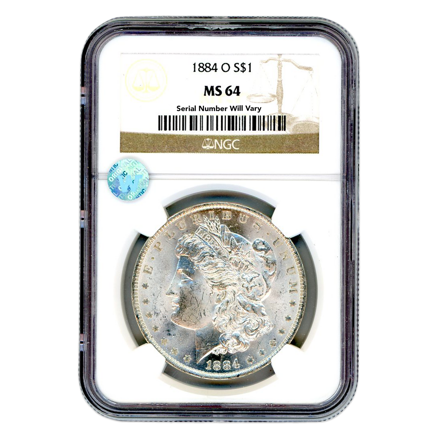 1884 O Morgan Silver Dollar New Orleans - NGC MS64 Sight White