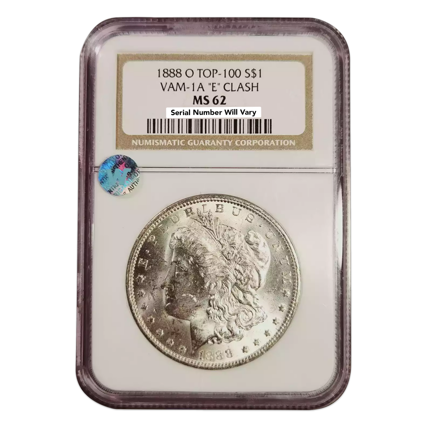 1888 O Morgan Silver Dollar New Orleans - Top-100 VAM-1A E Clash - NGC MS62 Sight White - CoinsTV