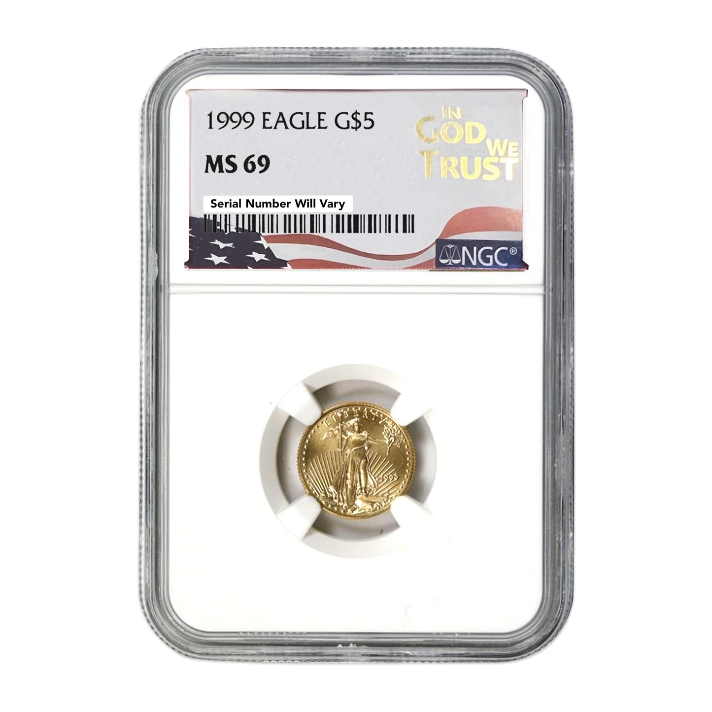 1999 $5 Gold Eagle - NGC MS69 - In God We Trust Label