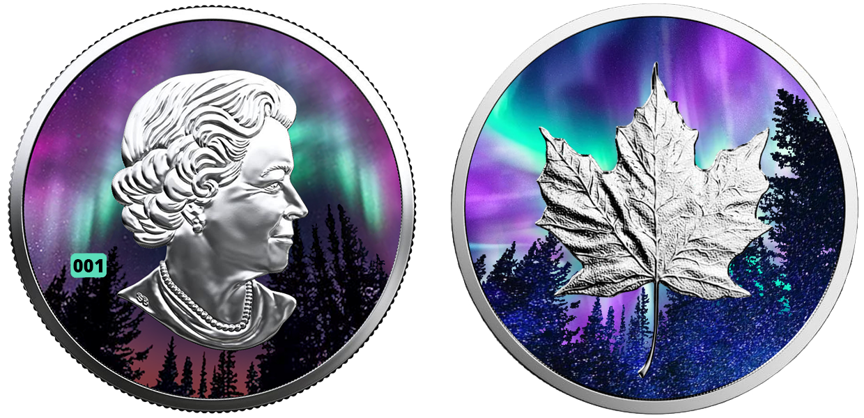 2023 1 oz Northern Lights Silver Maple Leaf