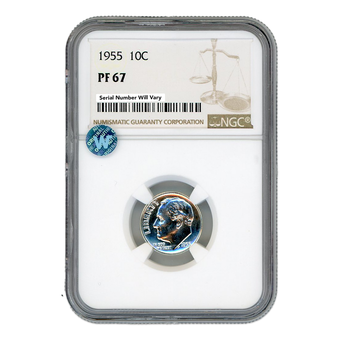 1955 Roosevelt Dime - NGC PF67 Sight White