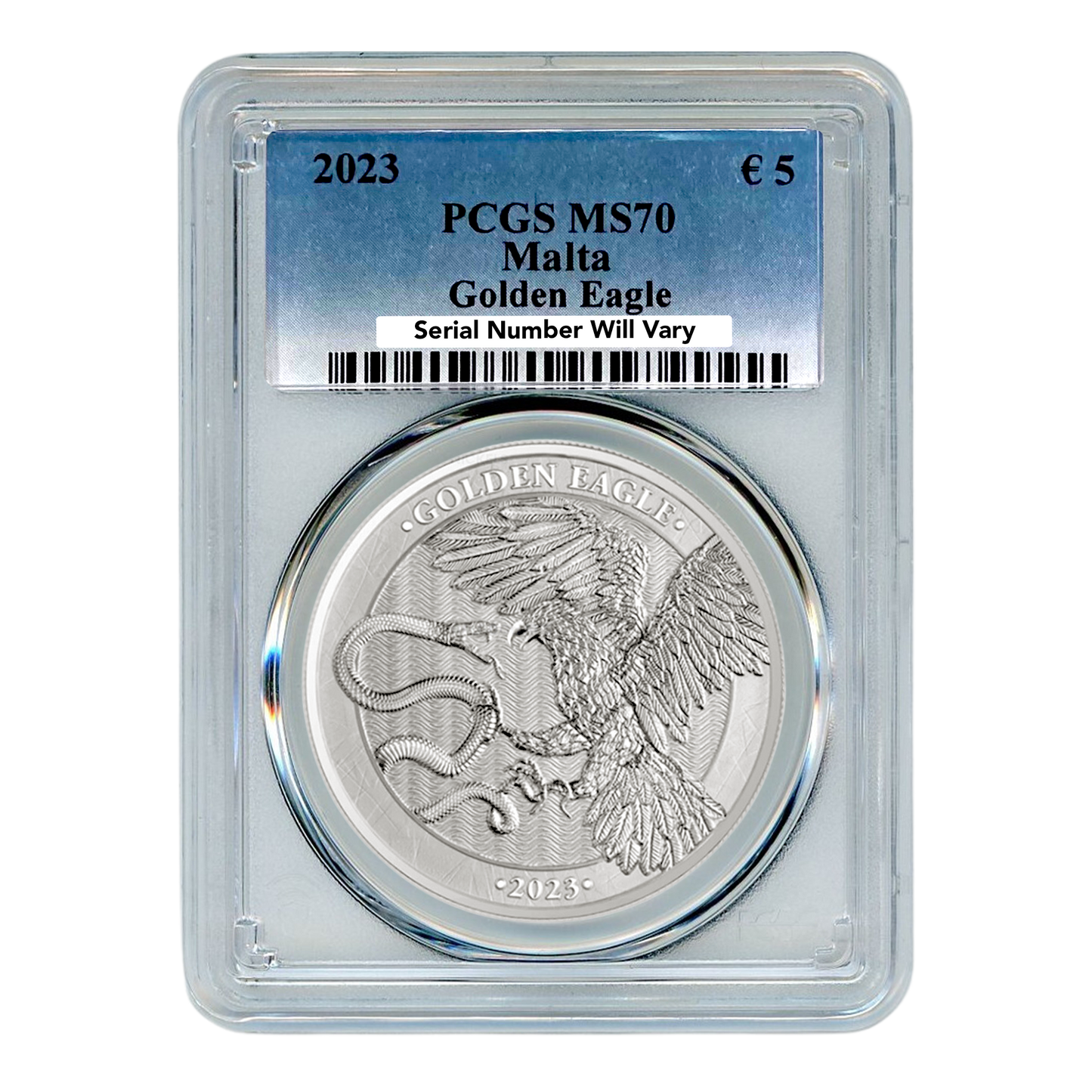 2023 1 oz Malta Golden Eagle Silver 5 Euro - PCGS MS70