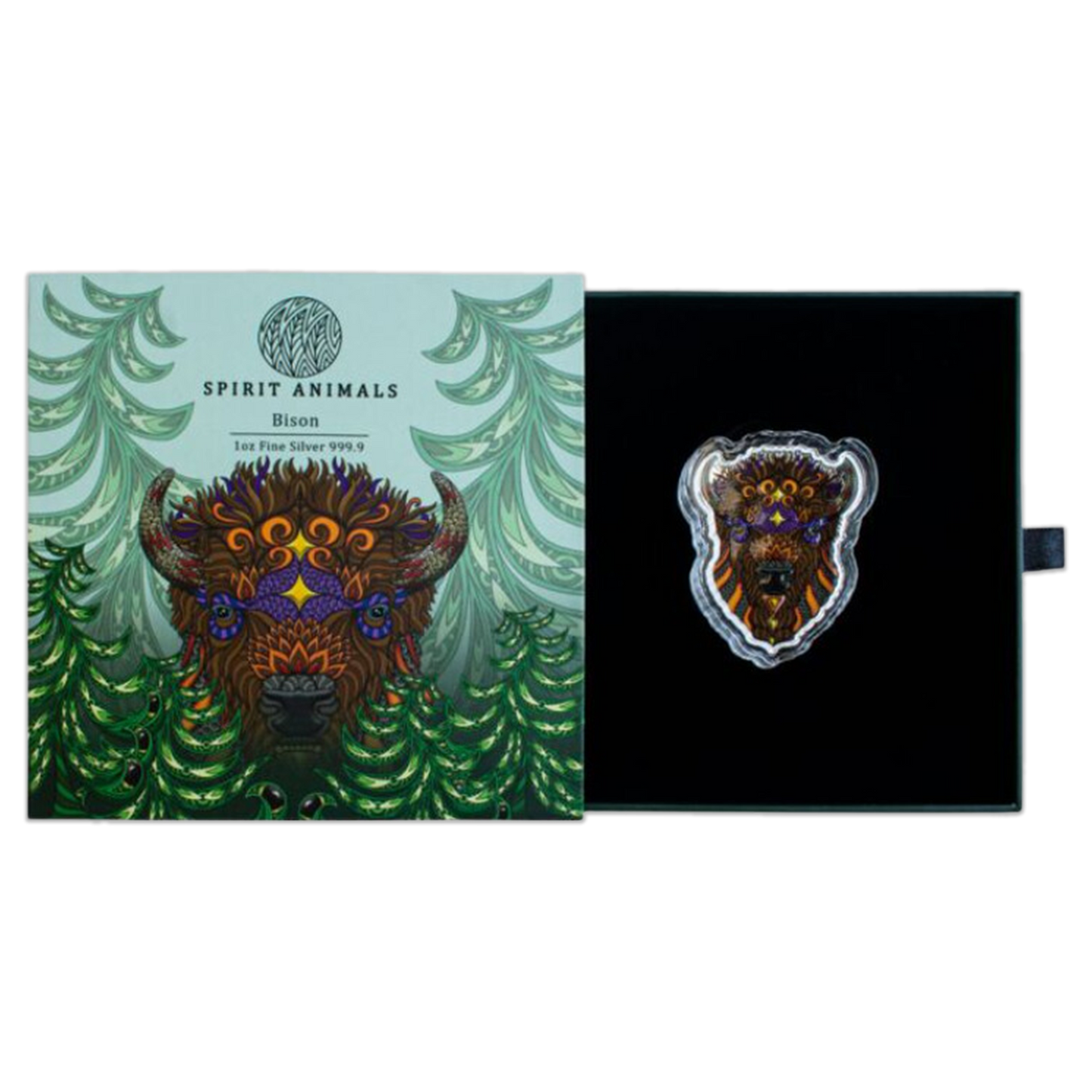 2021 1 oz Solomon Islands Bison Shaped Silver Colorized Prooflike