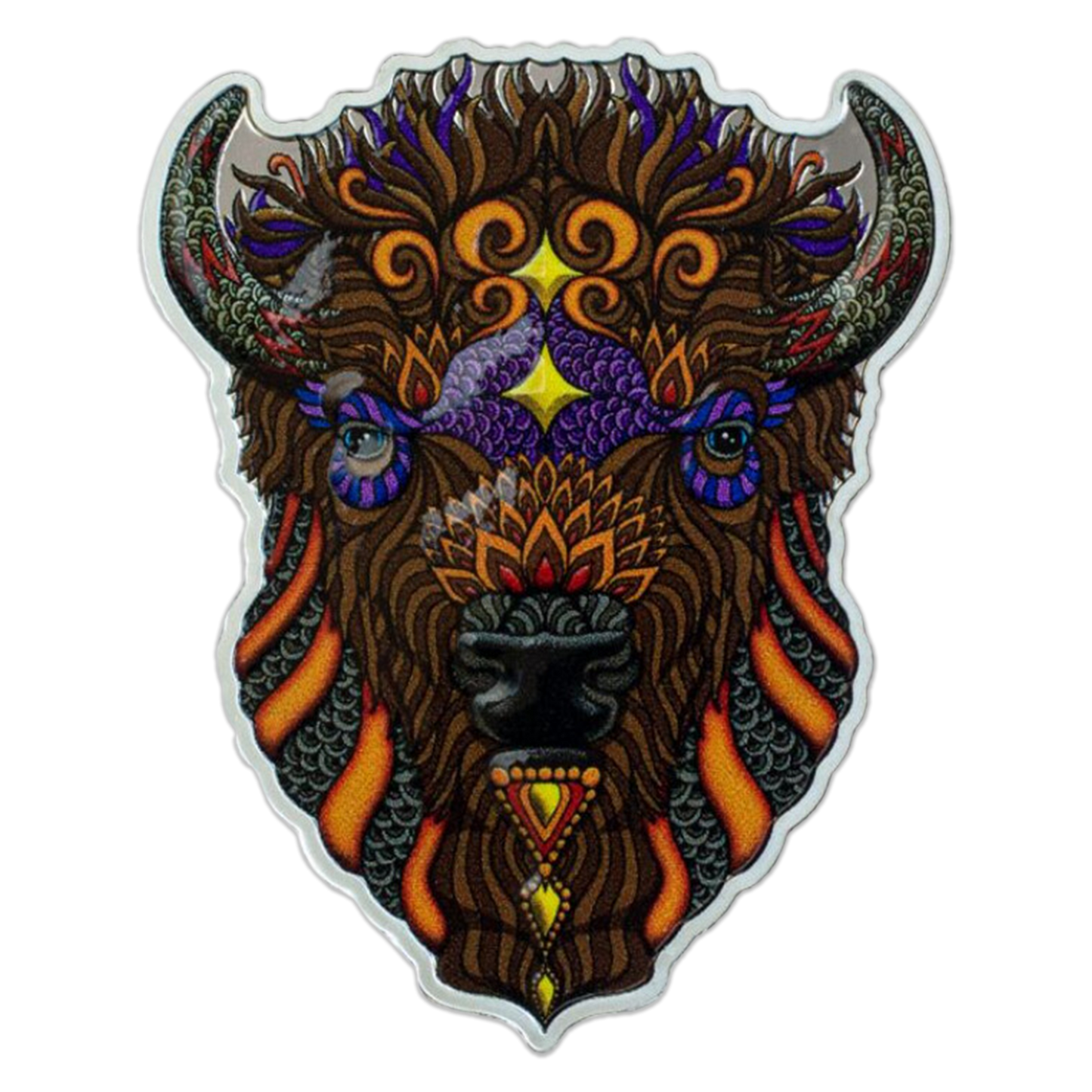 2021 1 oz Solomon Islands Bison Shaped Silver Colorized Prooflike