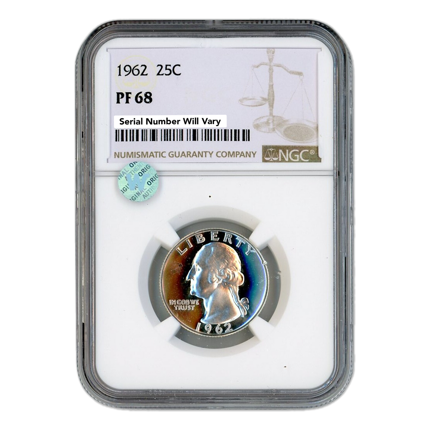 1962 Washington Silver Quarter Philadelphia - NGC PF68 Sight White