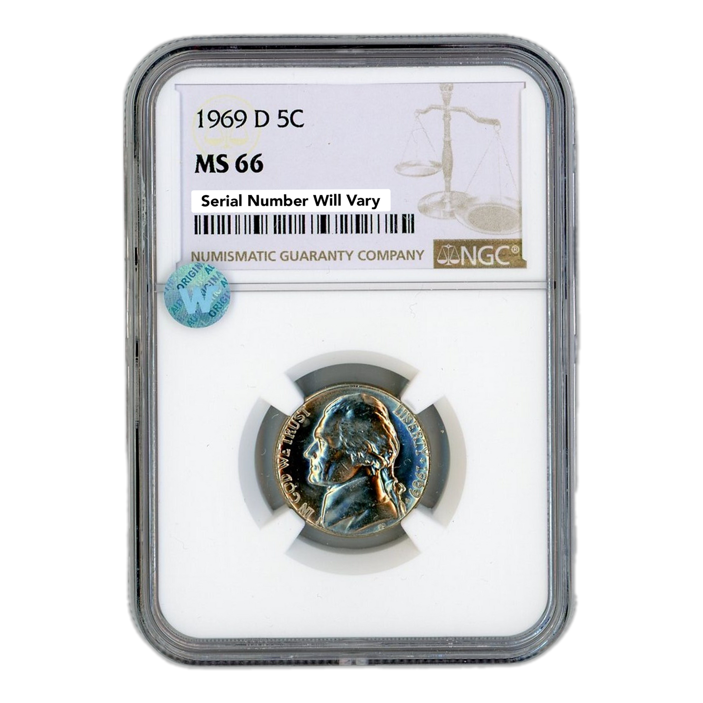 1969 D Jefferson Nickel - NGC MS66 Sight White