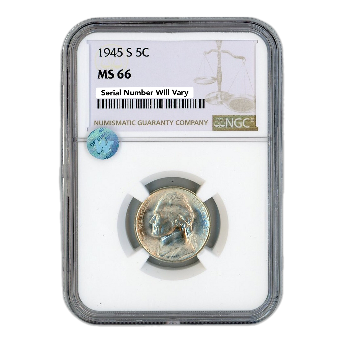 1945 S Jefferson Nickel - NGC MS66 Sight White