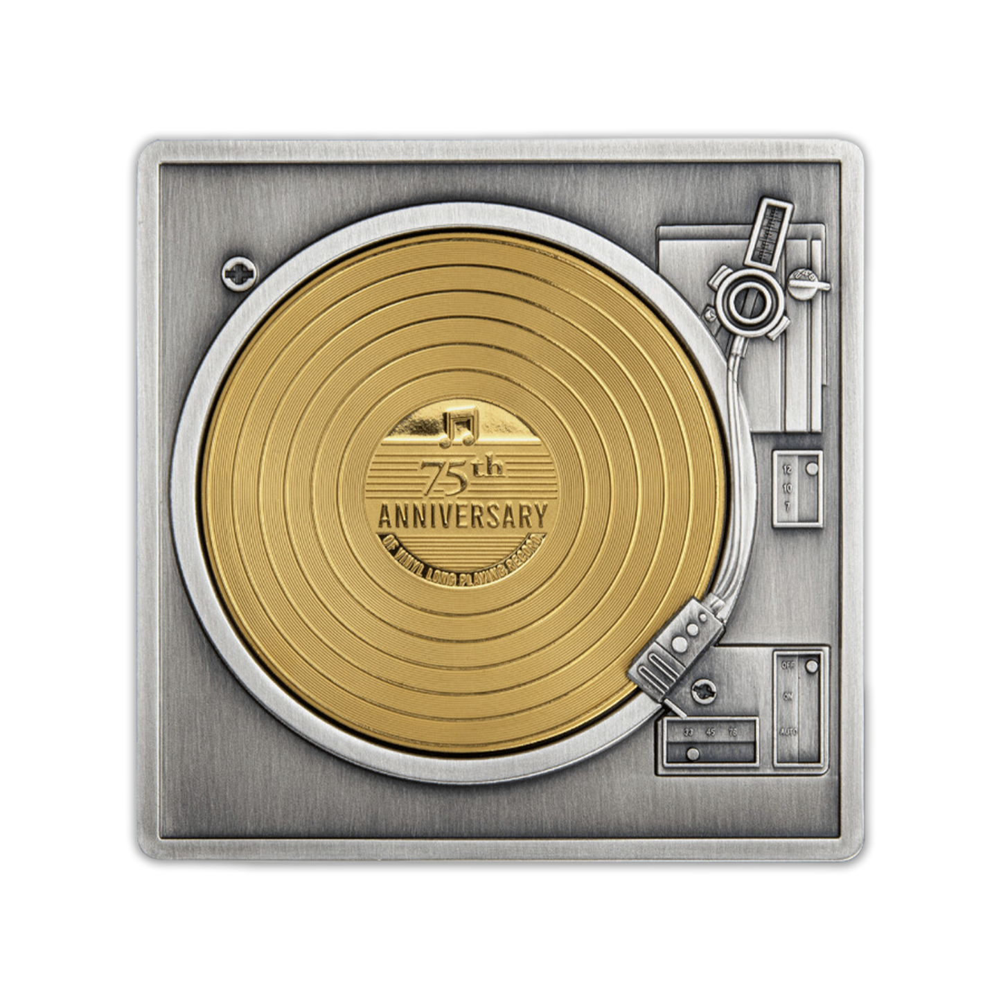 2023 3 oz Barbados 75th Anniversary Spinning Wheel Vinyl Silver