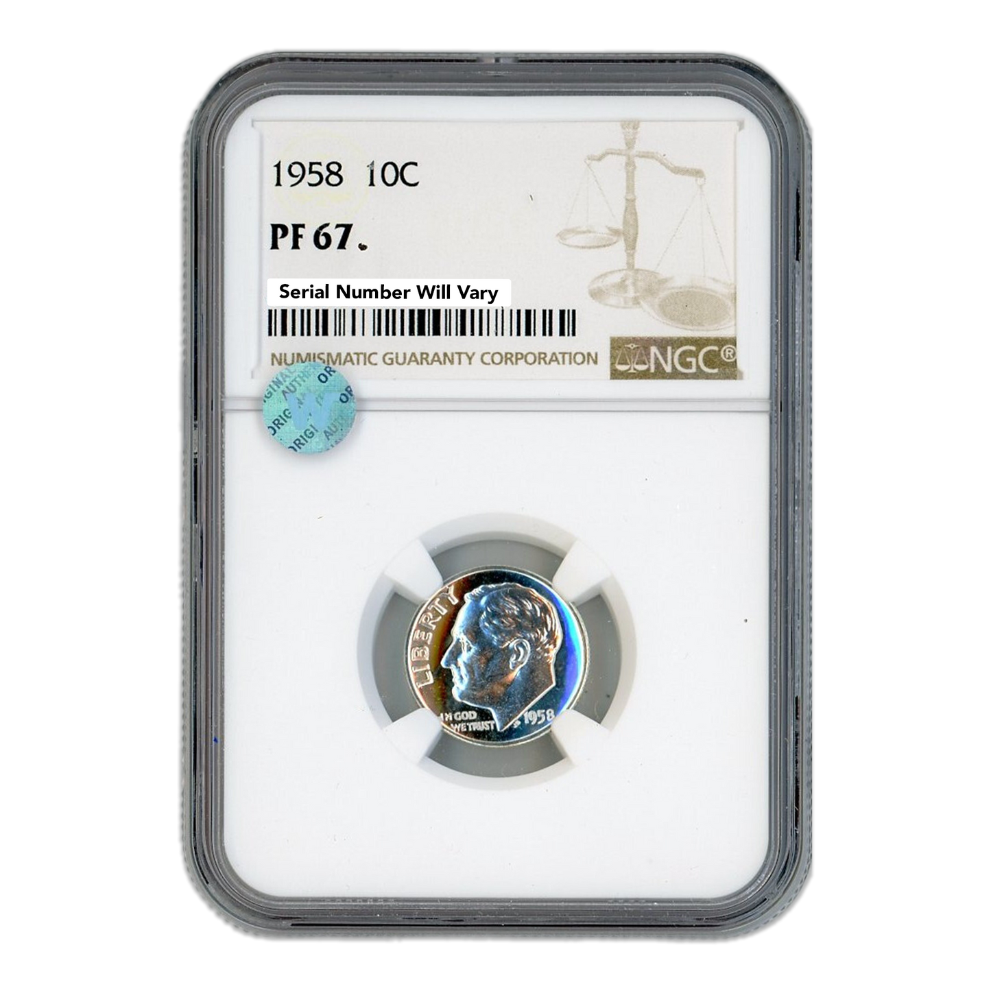 1958 Roosevelt Dime - NGC PF67 Sight White