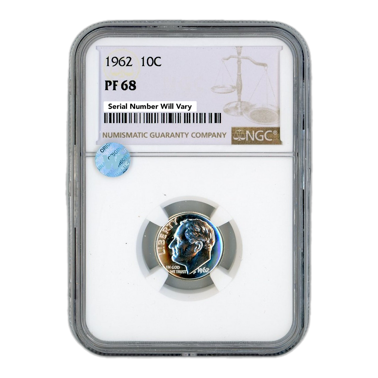 1962 Roosevelt Dime - NGC PF68 Sight White