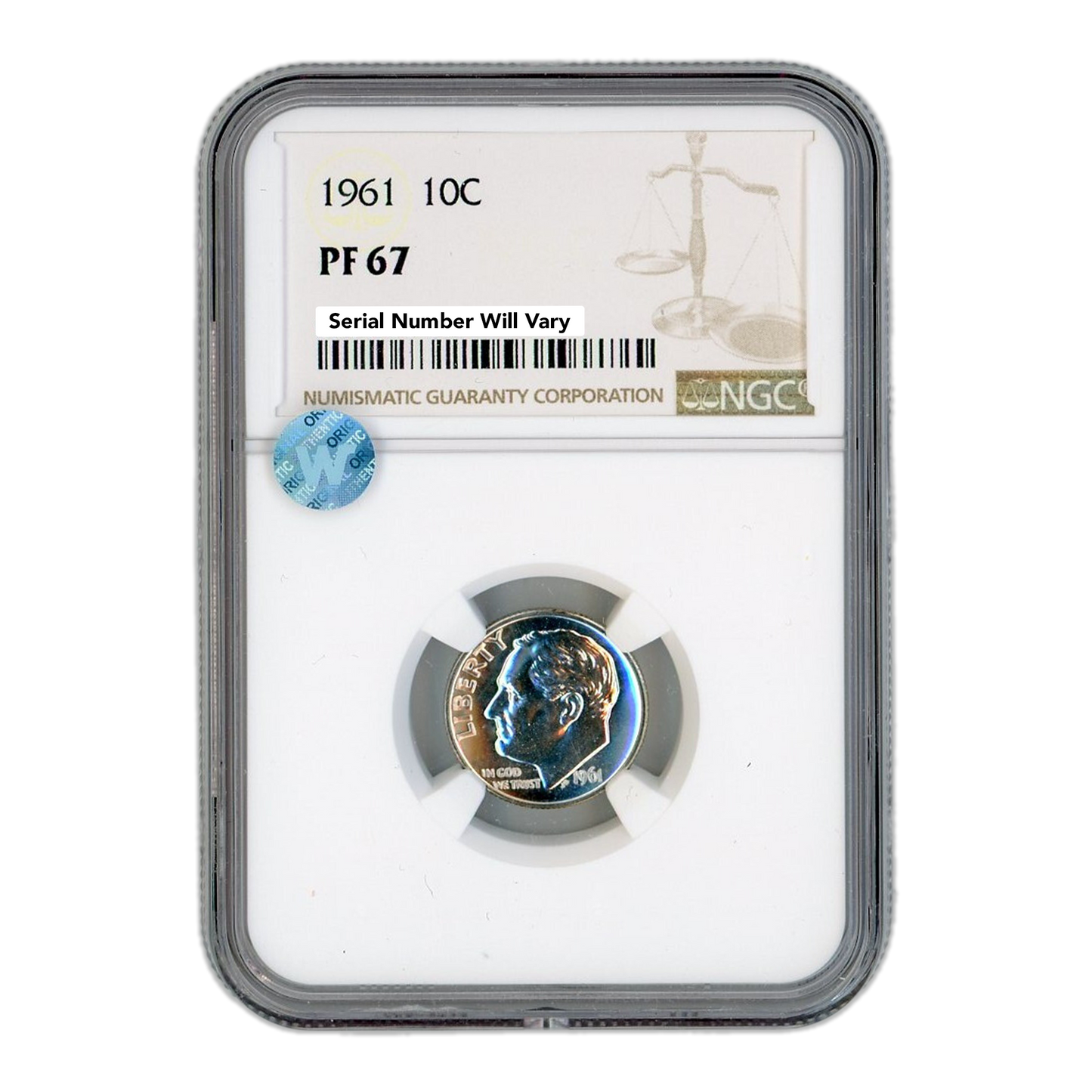1961 Roosevelt Dime - NGC PF67 Sight White