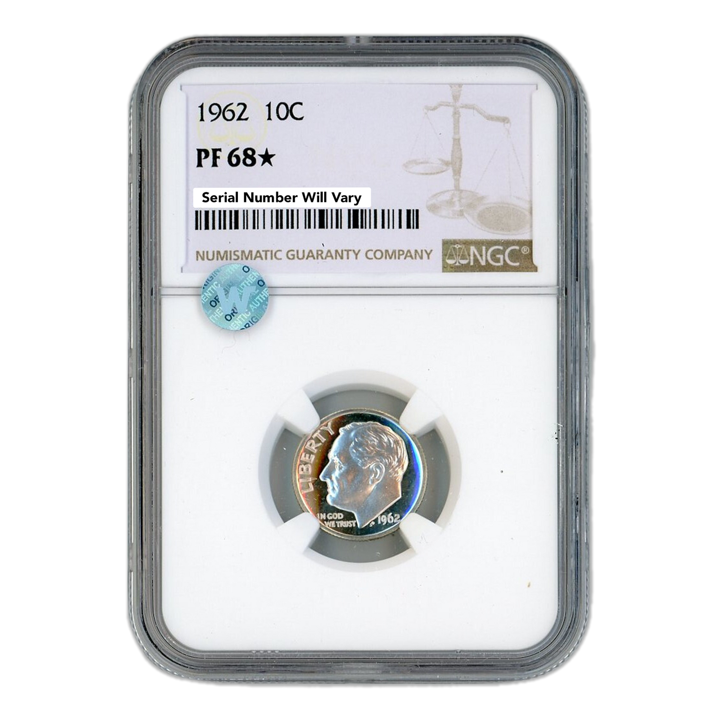 1962 Roosevelt Dime - NGC PF68 Star Sight White