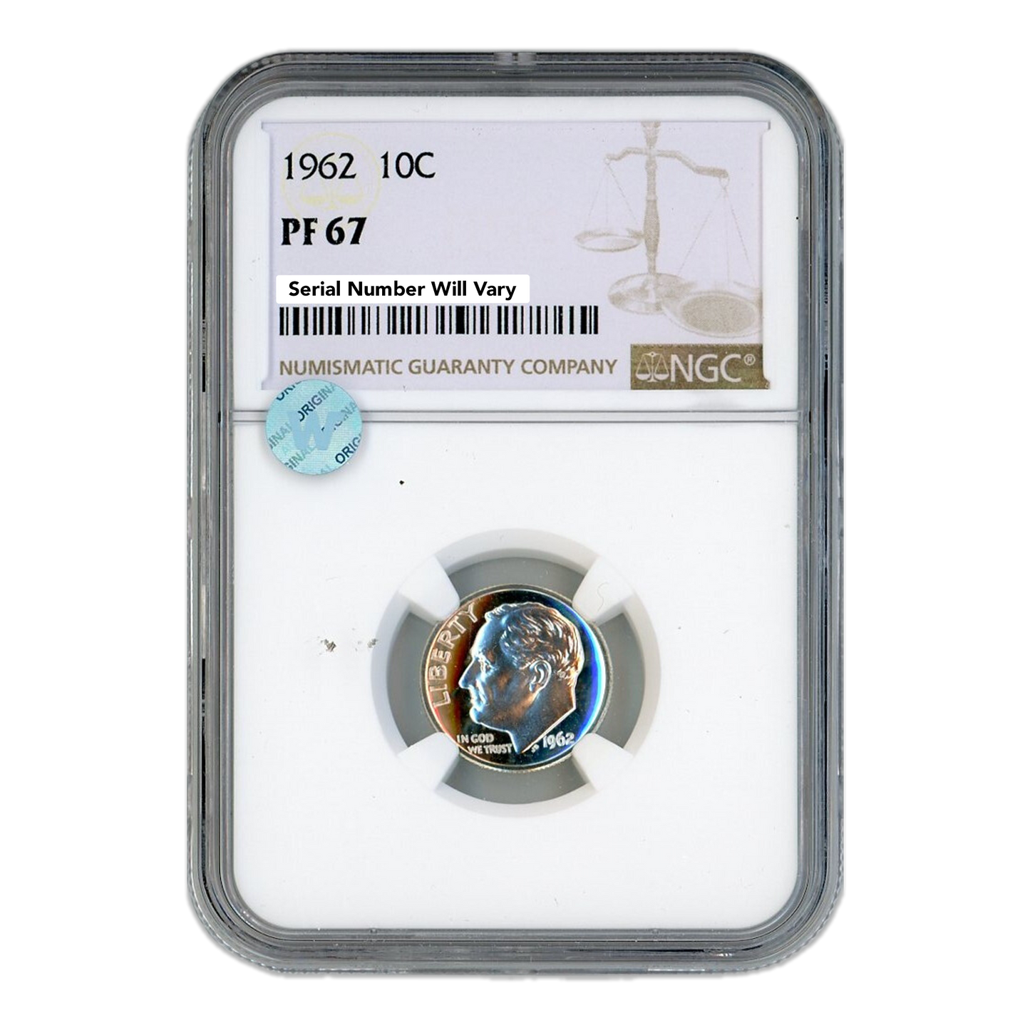 1962 Roosevelt Dime - NGC PF67 Sight White