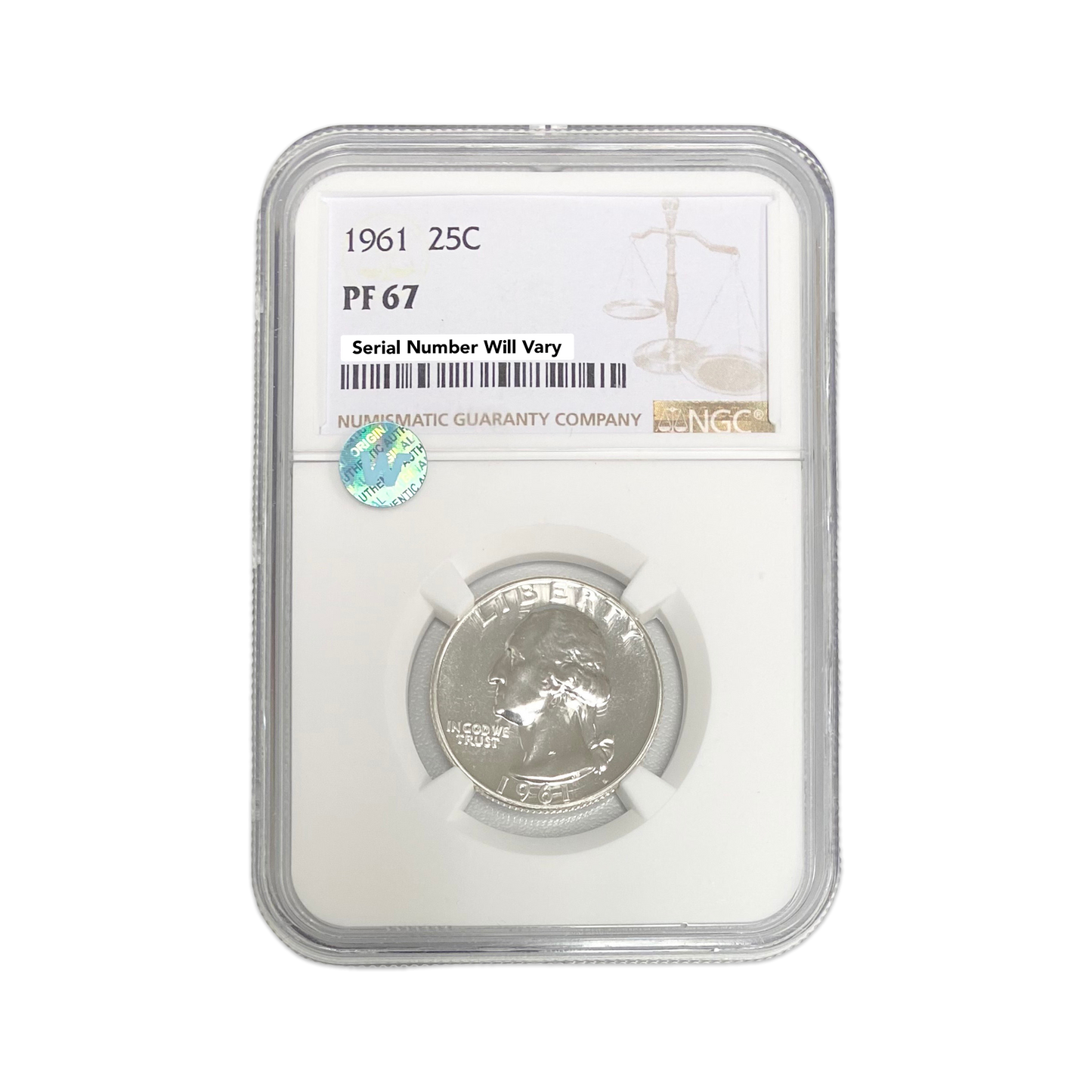 1961 Washington Silver Quarter Philadelphia - NGC PF67 Sight White