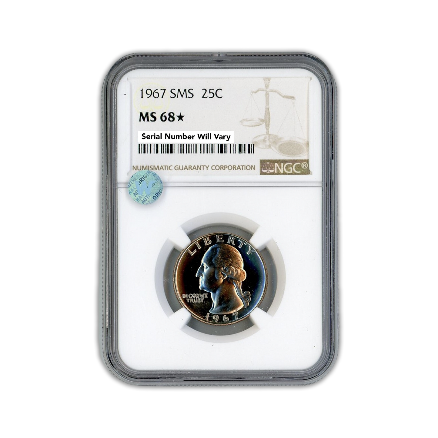 1967 Washington Silver Quarter - SMS NGC MS68 Star
