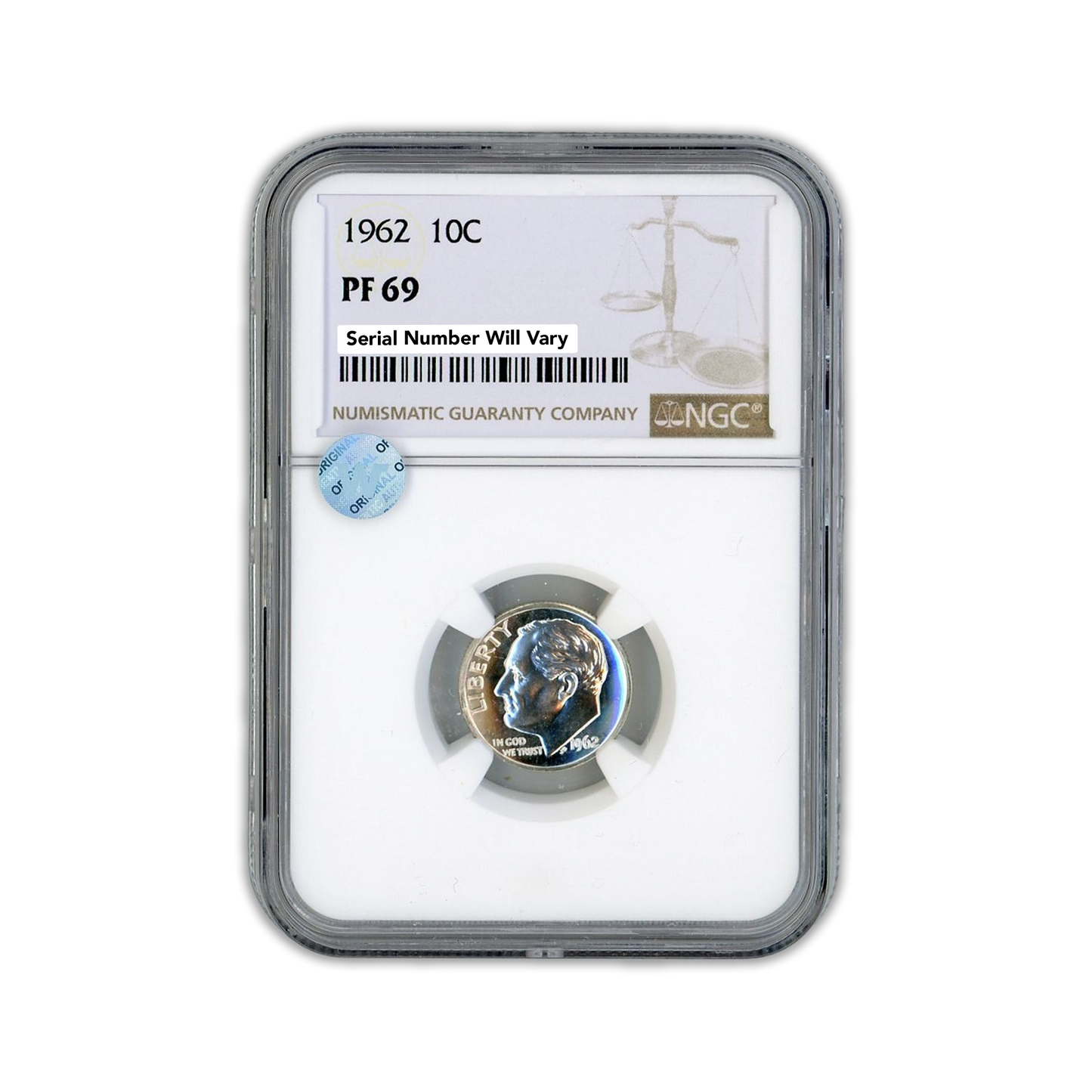 1962 Roosevelt Dime - NGC PF69 Sight White