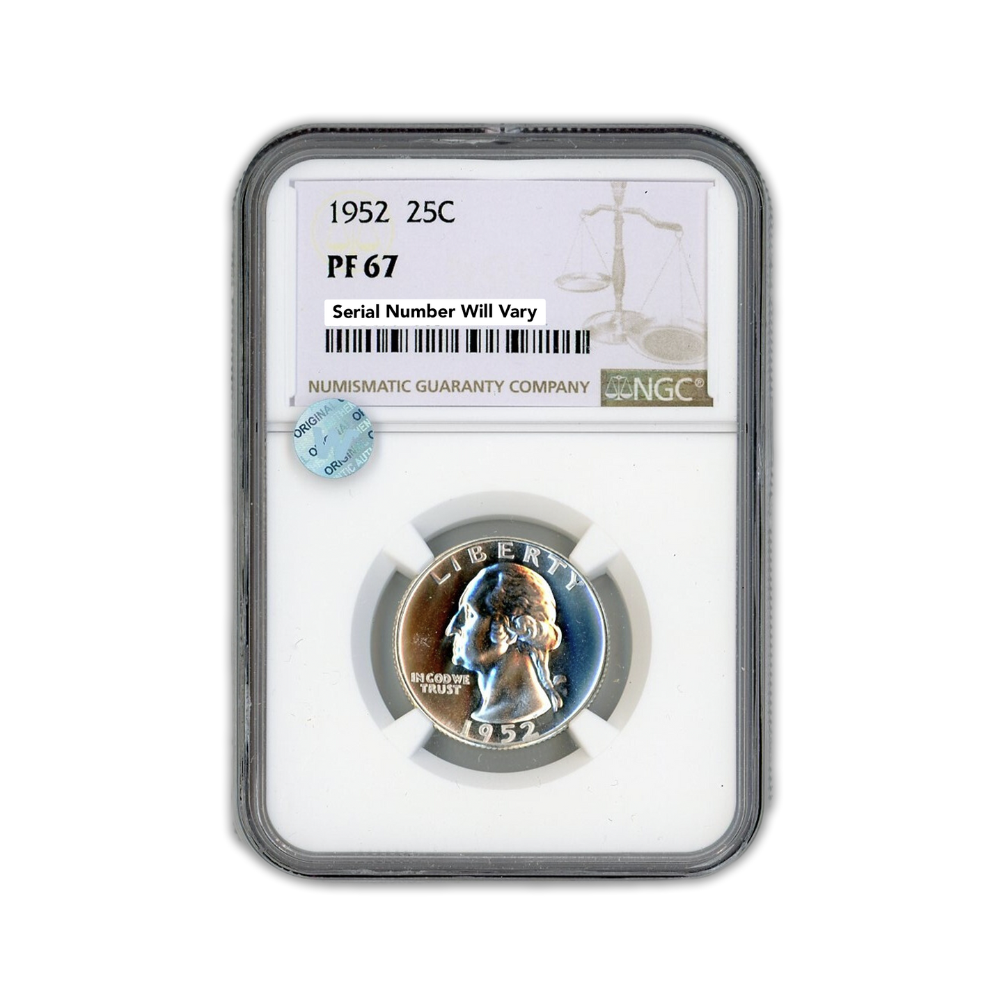 1952 Washington Silver Quarter - NGC PF67 Sight White