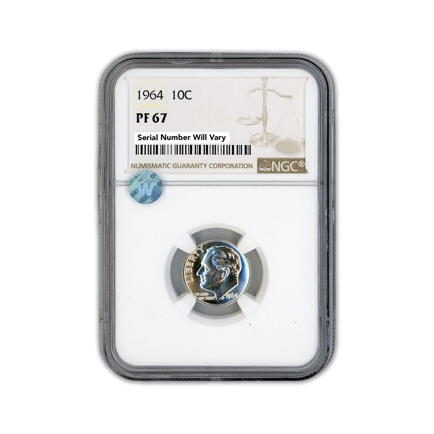 1964 Roosevelt Dime - NGC PF67 Sight White