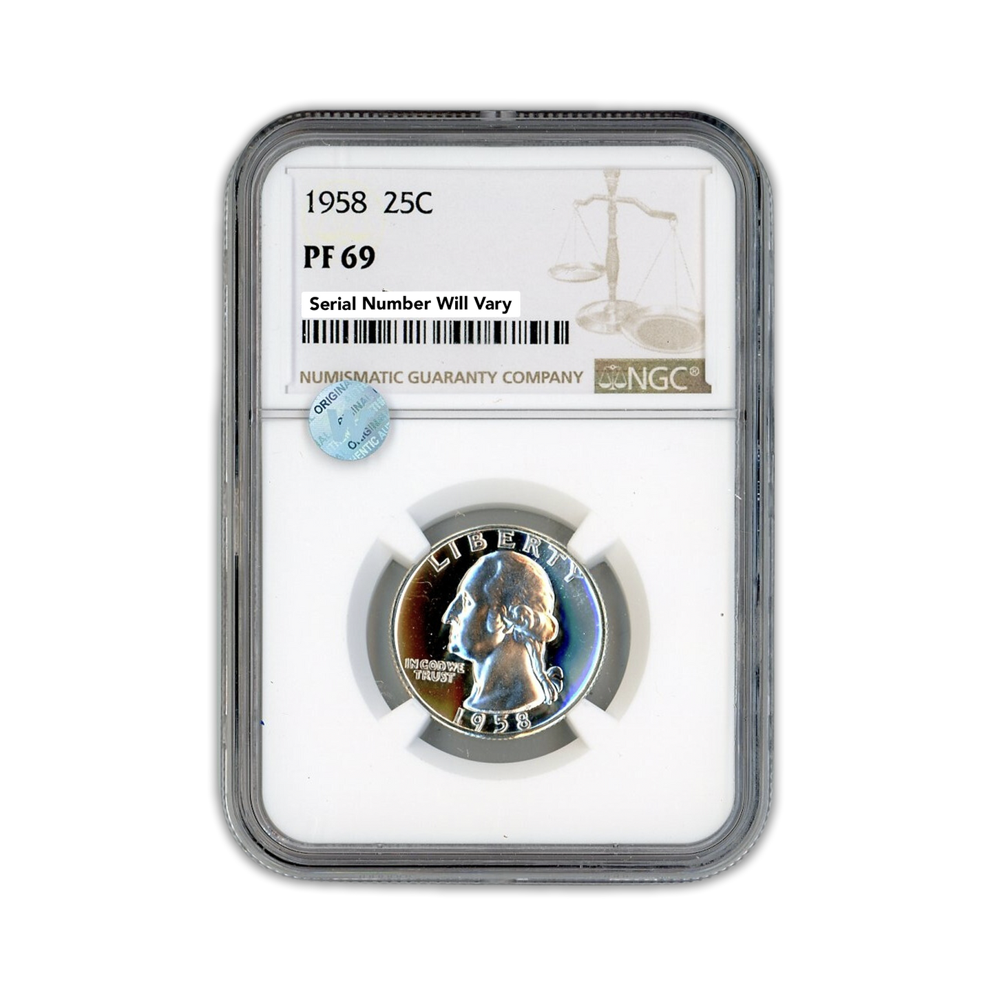 1958 Washington Silver Quarter Philadelphia - NGC PF69 Sight White