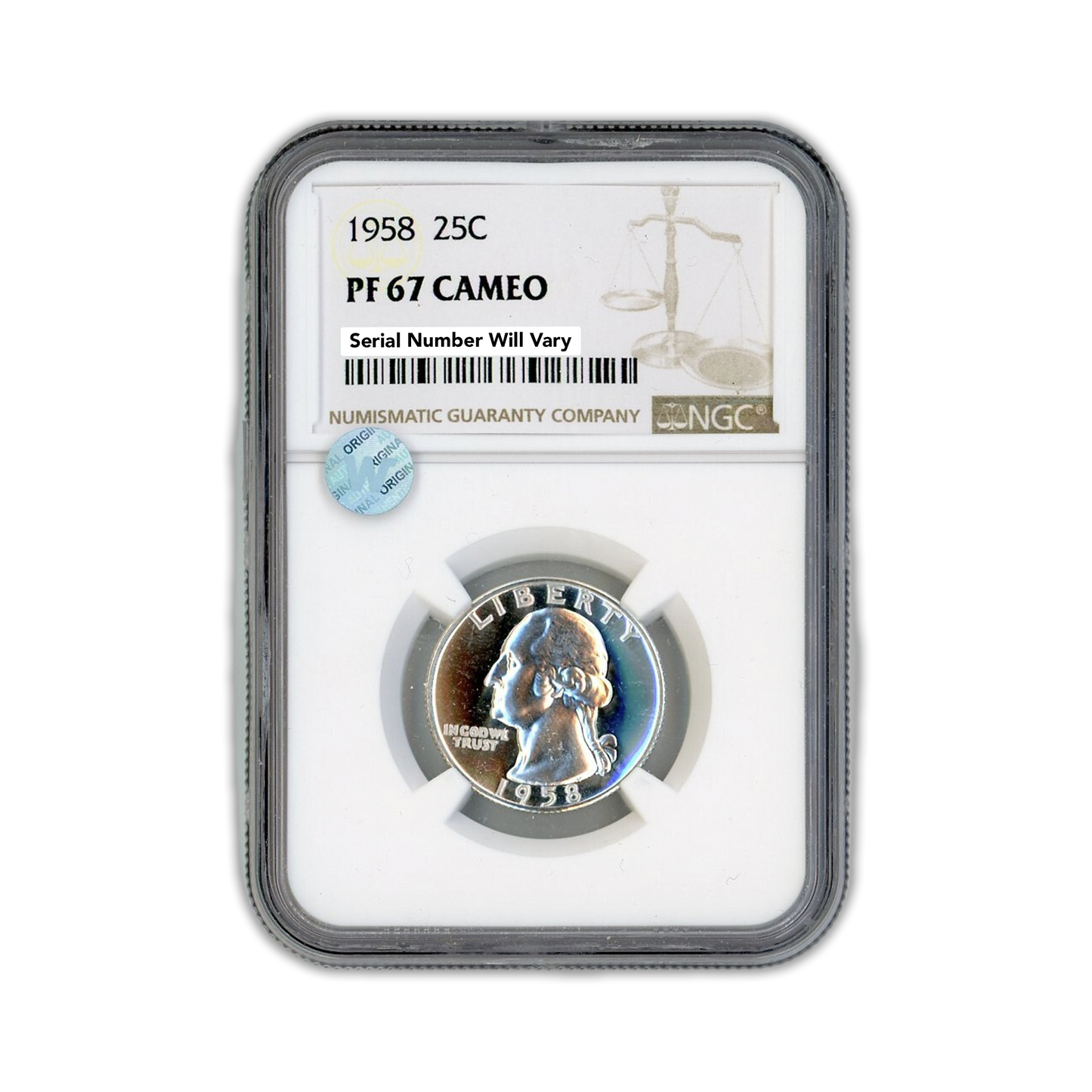 1958 Washington Silver Quarter Philadelphia - NGC PF67 Cameo Sight White