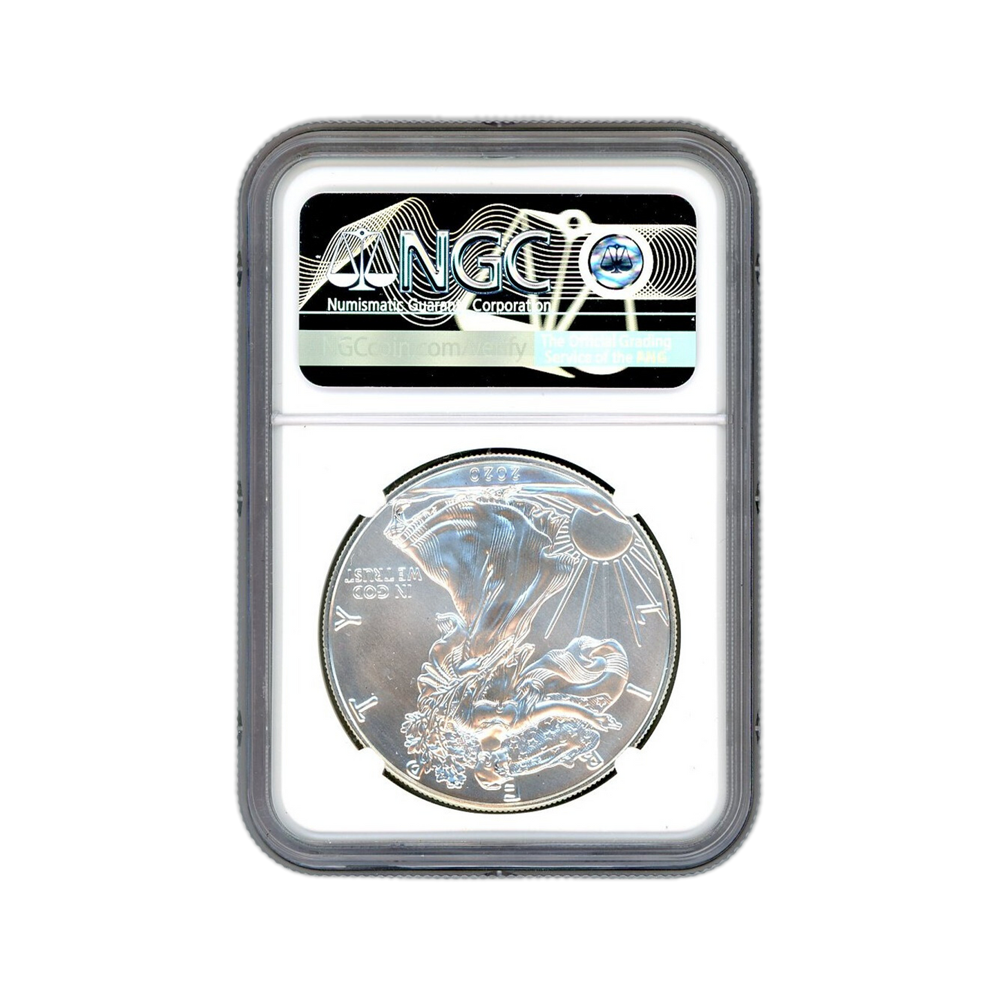 2020 Silver Eagle Mint Error - Reverse Struck Thru - NGC MS69 - CoinsTV