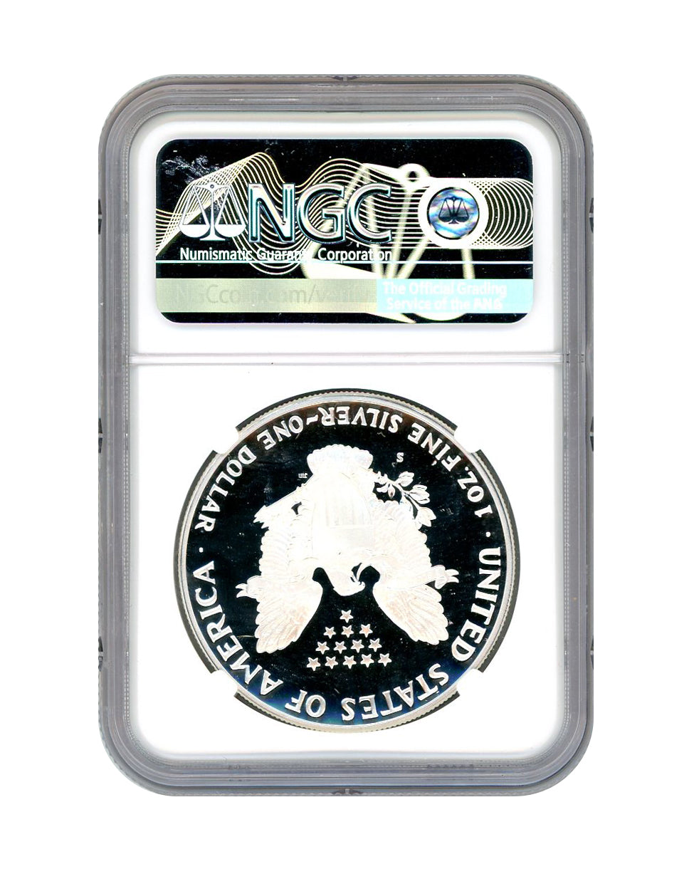 1986 S Silver Eagle - Proof - NGCX PF10 Ultra Cameo Sight White - CoinsTV