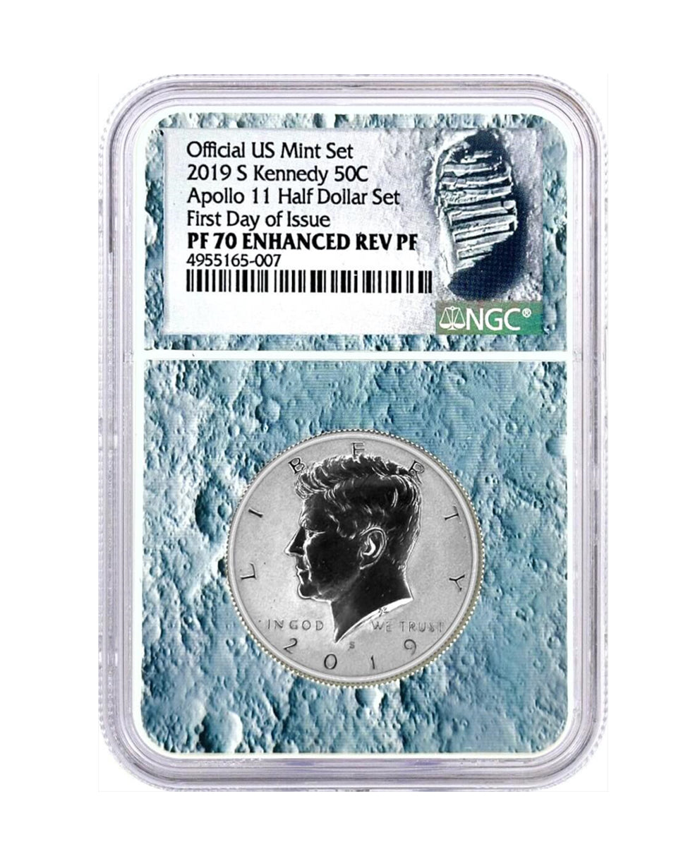 2019 S Kennedy Apollo 11 Half Dollar - First Day of Issue - NGC PF70 Enhanced Reverse Proof