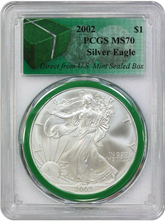 2002 American Silver Eagle - Business Strike - PCGS MS70 Monster Box Label