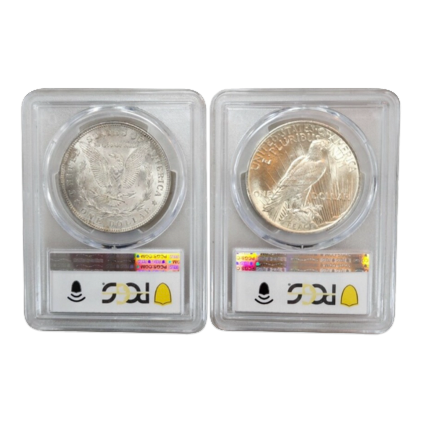 1921 Morgan and 1923 Peace Silver Dollar - 2pc Set - PCGS Brilliant Uncirculated