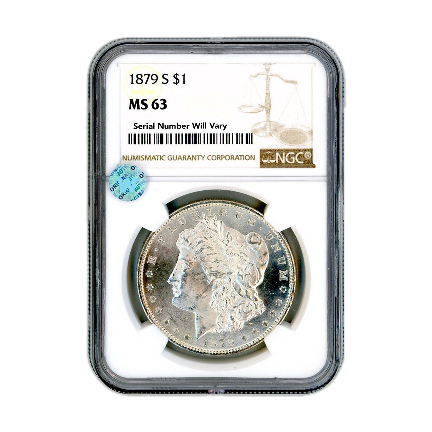 1879 S Morgan Silver Dollar San Francisco - NGC MS63 Sight White - CoinsTV